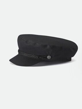 Brixton Black Braided-Trim Captain Cap